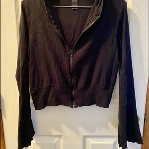 Black lightweight hooded zip up